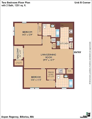 Floor plan $2.46/sq.ft. - Unit B Corner