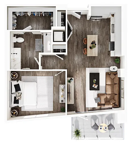 Floor plan 1 Bedroom | 1 Bath | Plan A13