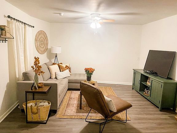 Open living room and kitchen floor plan.
