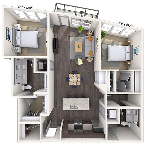 Floor plan Traditional 2x2 1100 SF-FP