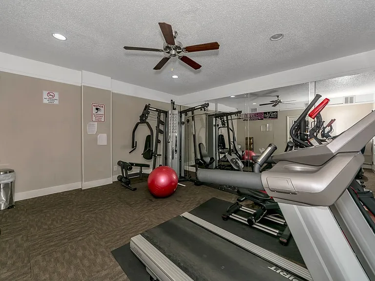 Modern fitness equipment available for resident use