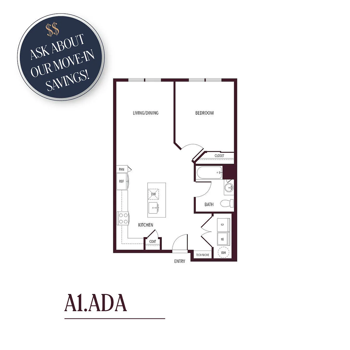 Floor plan A1.ADA - ASK ABOUT OUR MOVE-IN SPECIALS!!
