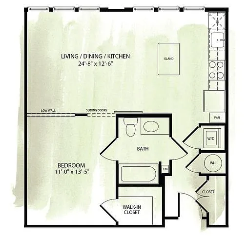 Floor plan Brookland Works 1C 1 Bed 1 Bath