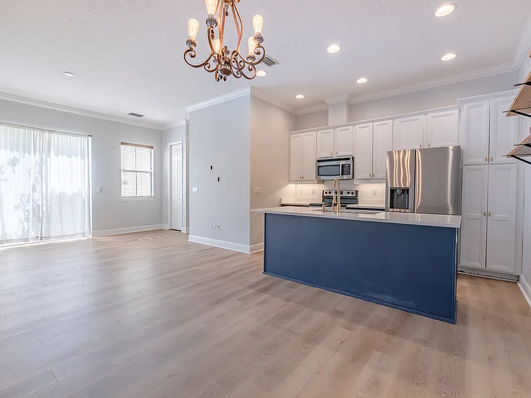 The kitchen and living area have plenty of natural light.