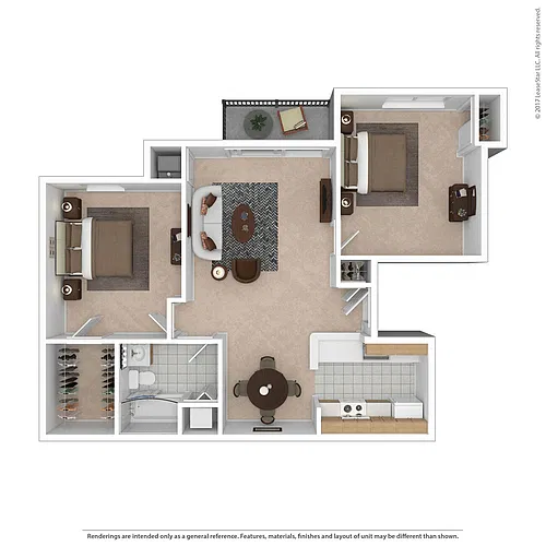 Floor plan 2 Bedroom Craftsman with 1 Bath
