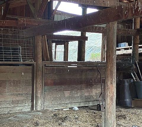 Inside barn stall area