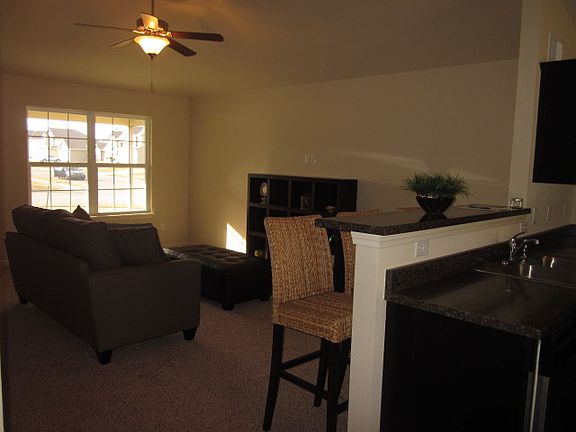 Looking from the kitchen into the living room