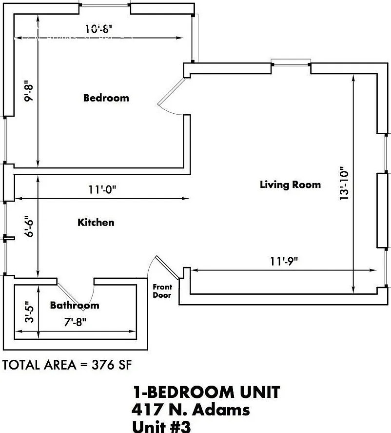 1 bed, 376 sqft, $1,045 — Photo 2