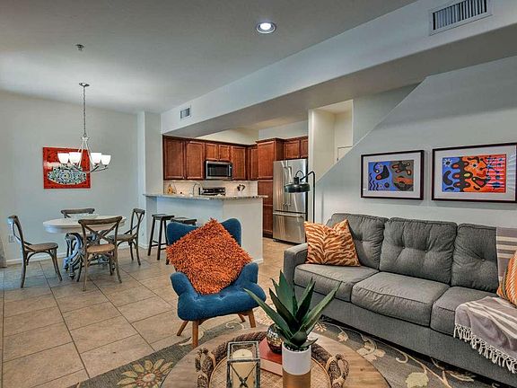 Open floor plan with sliding patio door.