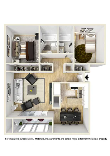 Floor plan Two Bedroom Two Bath