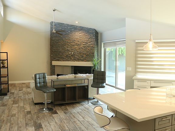 Great room; kitchen island.