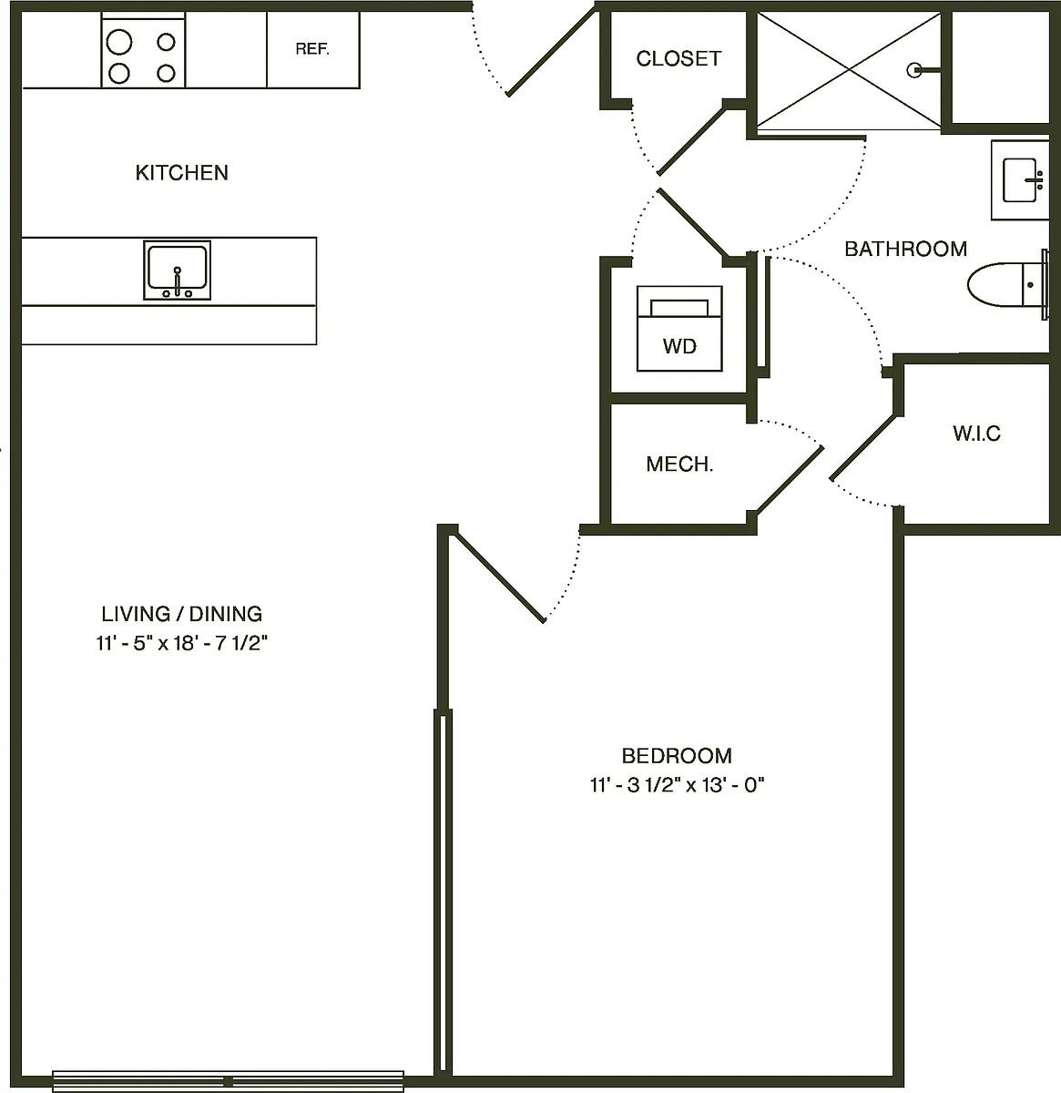 Floor plan One Bedroom Deluxe A