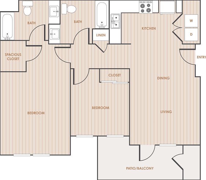2 Bedroom 2 Bathroom 22B Floorplan Diagram