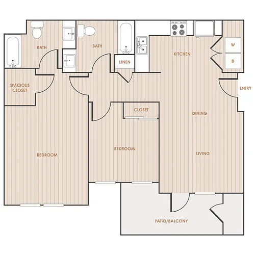 Floor plan 2 Bedroom 2 Bathroom 22B