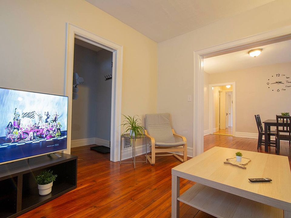 Large smart TV. Log into your own streaming accounts.