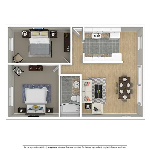 Floor plan 2 Bedroom 1 Bath