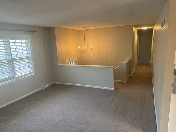 Living room and upper level