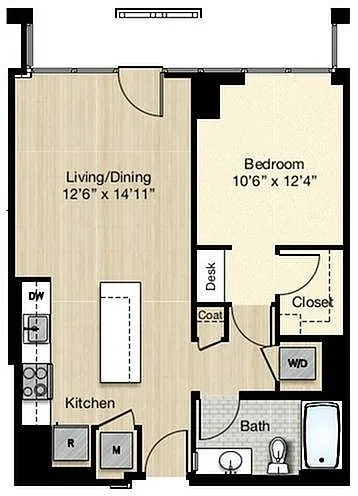 Floor plan Tier 13.2 - 1 Bed/1 Bath