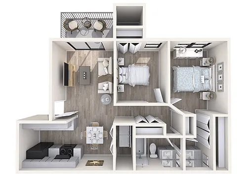Floor plan 2 Bed /1 Bath Classic