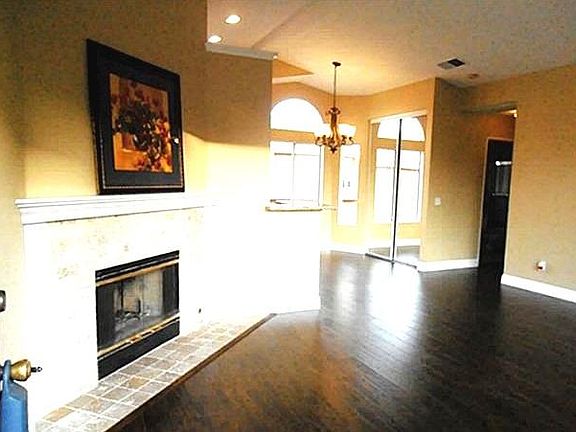 Tumbled stone fireplace