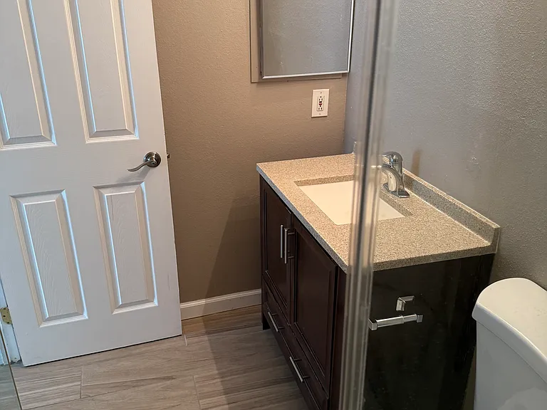 Primary bath vanity from shower.