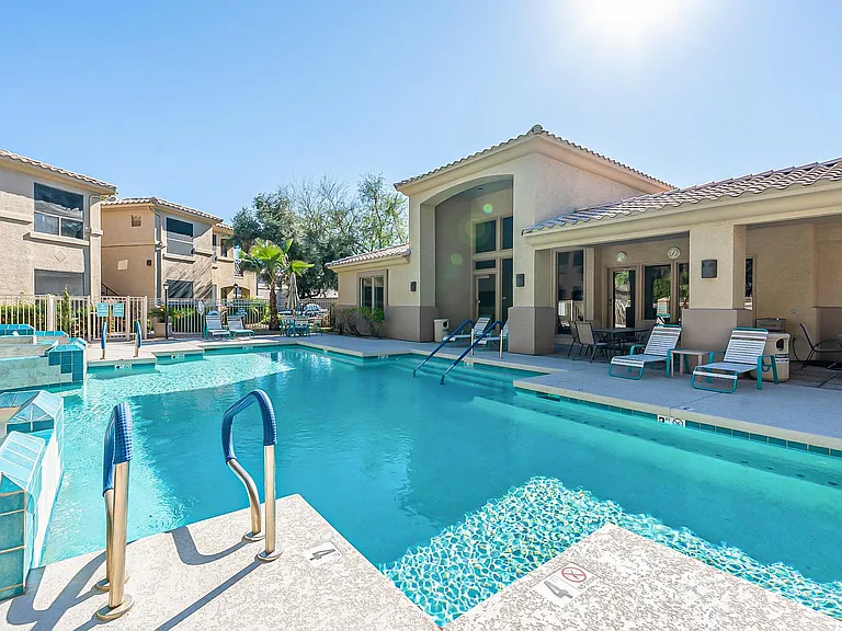 Clubhouse overlooks the resort-like pool area