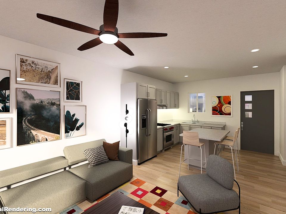 One Bedroom - Living/Kitchen Rendering