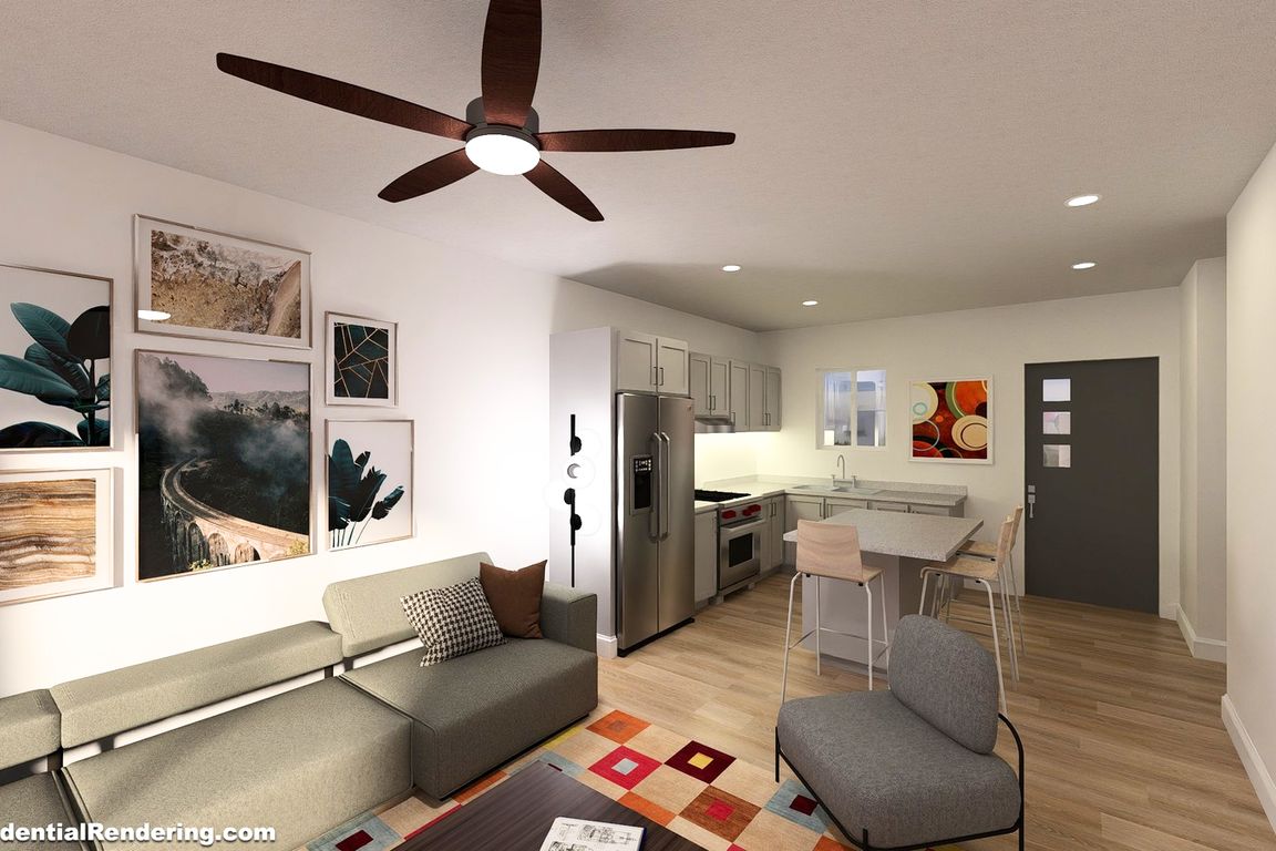 One Bedroom - Living/Kitchen Rendering