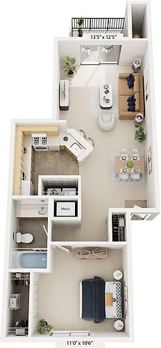 Floor plan One Bedroom Modified