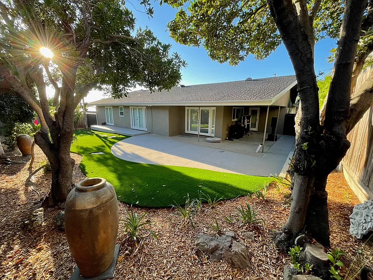 Backyard with Patio - Low Maintenance - Synthetic Lawn