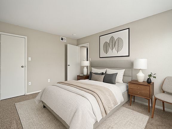 Modern bedroom with botanical accents