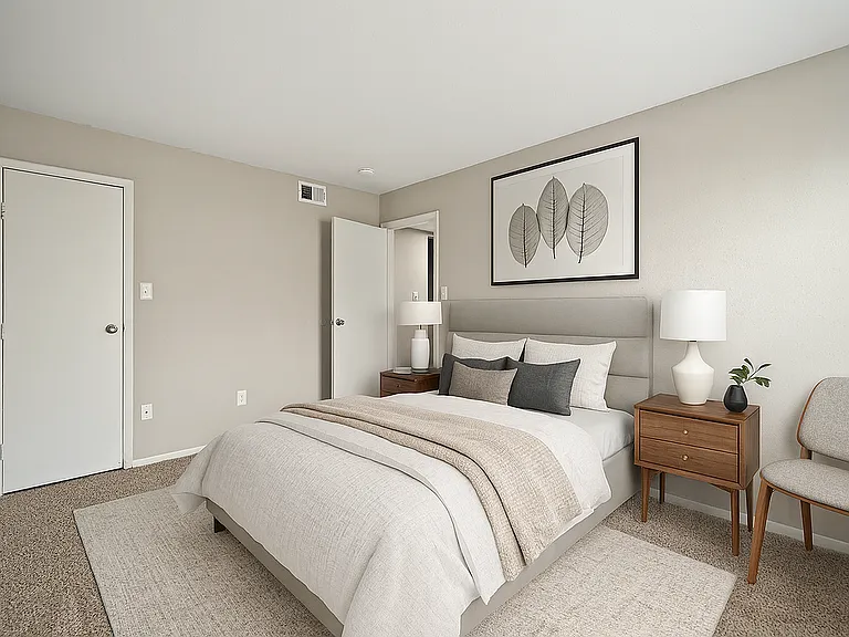 Modern bedroom with botanical accents