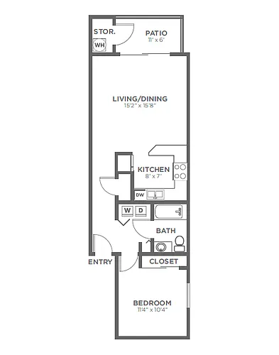 Floor plan 1 Bed, 1 Bath A7