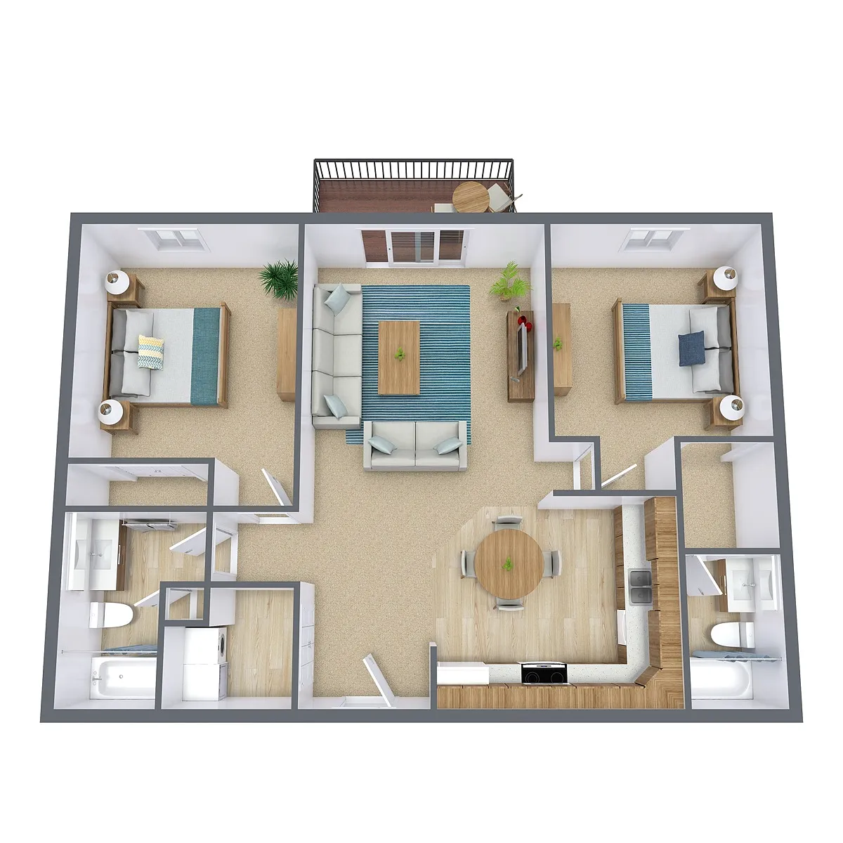 Floor plan Two Bedroom 22B