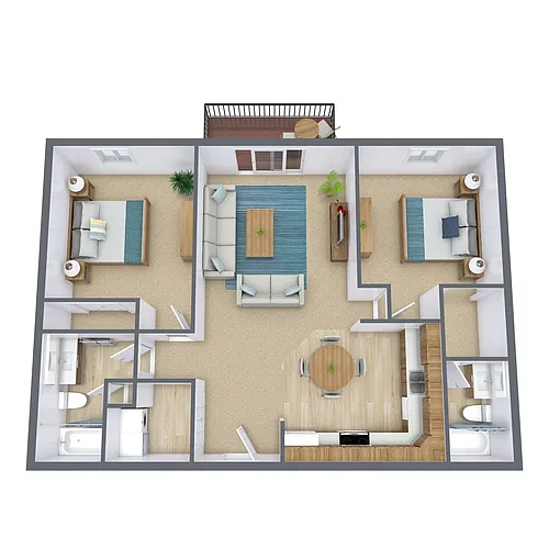 Floor plan Two Bedroom 22B