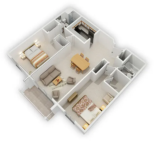 Floor plan 2 Bedroom 2 Bathroom Split