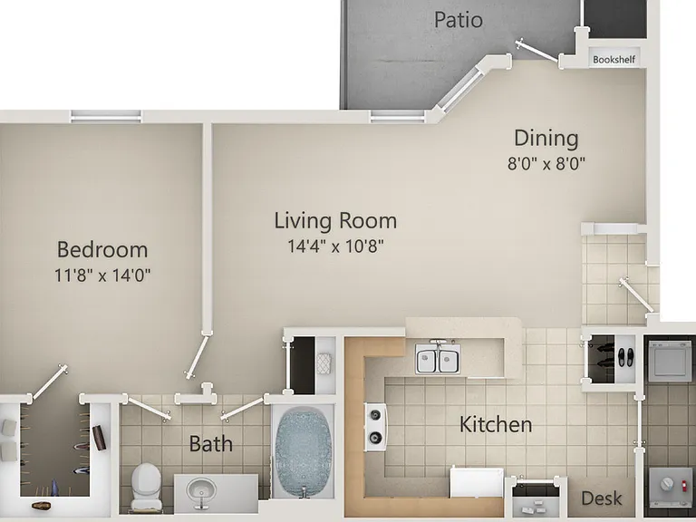 The Ravinia - The Creekbend - 1 Beds - 1 Baths - 769 Sq. ft.