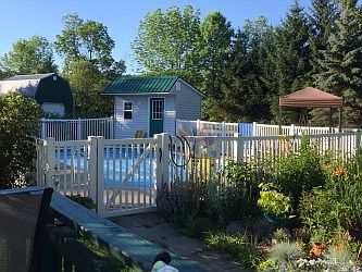 view of pool from deck