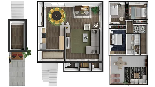 Floor plan 3 Bed Townhouse with Roof Deck