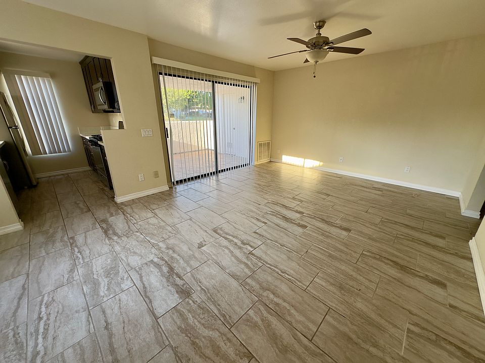 Living room with tile flooring