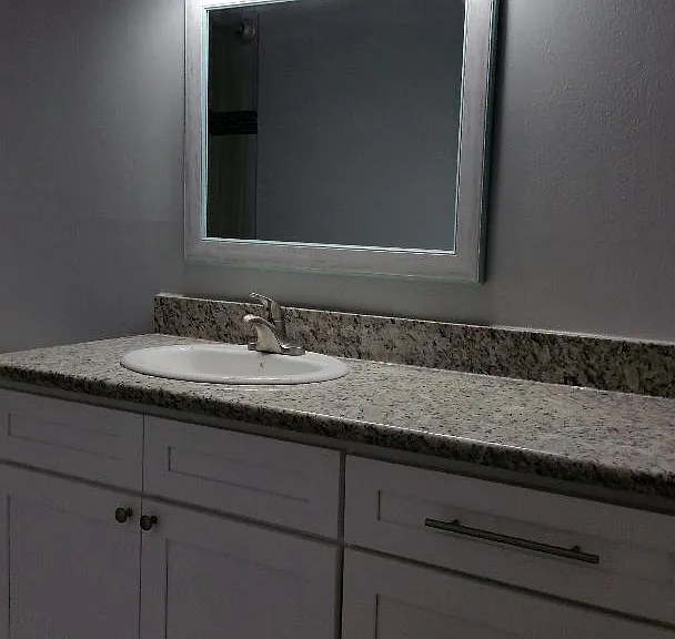 high vanity, granite counter tops