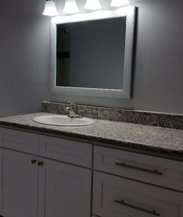 high vanity, granite counter tops