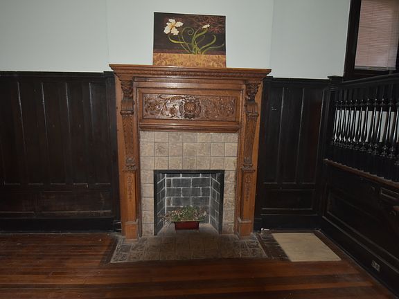 Ornate fireplace in Foyer