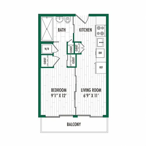 Floor plan 1X1 A