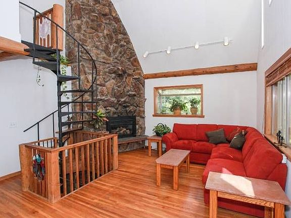Living room with wood floors