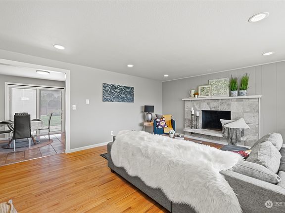 View of living room from the front door.>