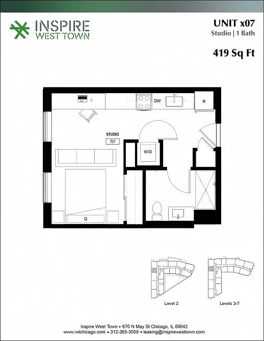 Floor plan x07 Studio - 1 Bath