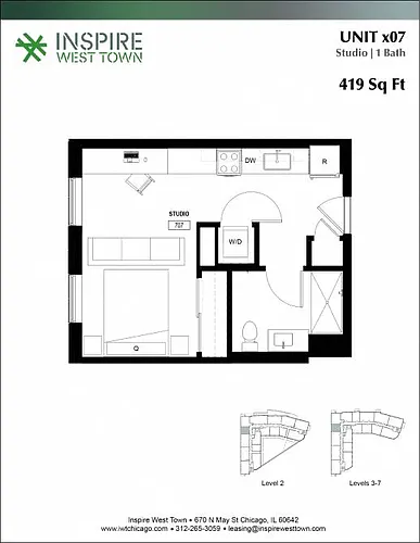 Floor plan x07 Studio - 1 Bath
