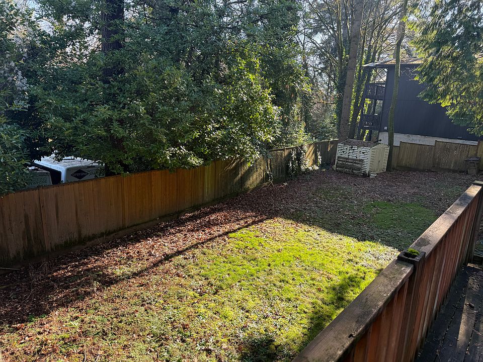 Large backyard with storage shed