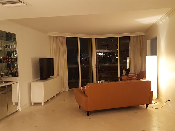 Living Room at Night with Skyline